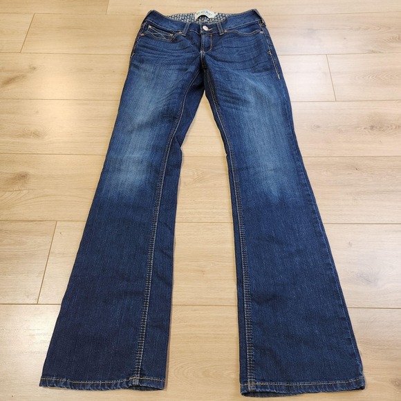 Ariat Denim - Ariat REAL Denim Jeans Womens 29L Medium Blue Mid Rise Bootcut Western Stretch